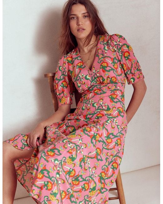 Boden Red Rosie Godet Tea Dress