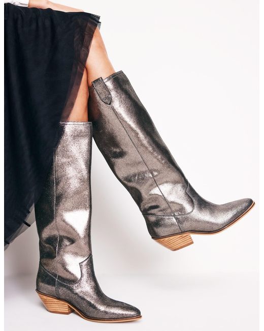 Boden Metallic Western Knee High Boots