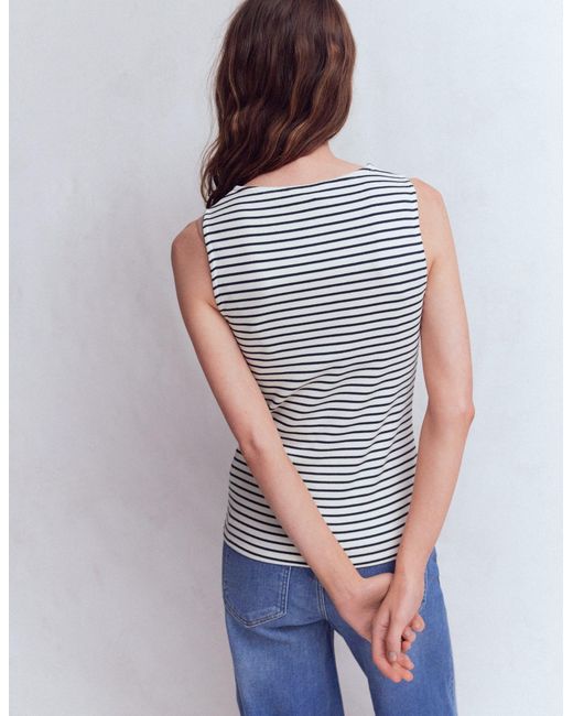 Boden Blue Evie Button Through Rib Vest Top