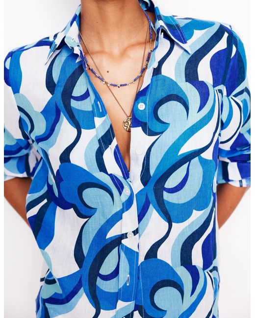 Boden Blue Sienna Linen Shirt