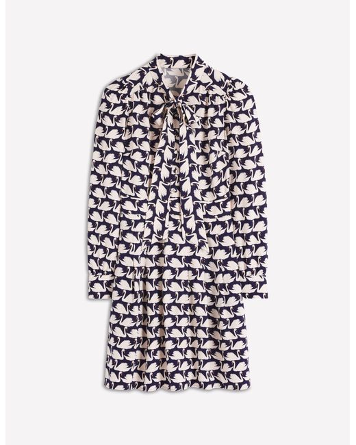Boden Blue Tie Neck Short Dress