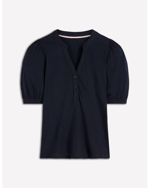 Boden Blue Supersoft Short Sleeve Henley