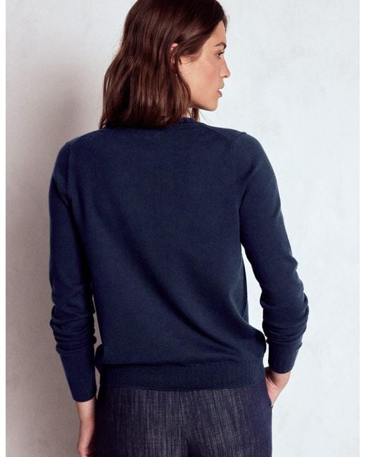 Boden Blue Emilia Cotton Crew Cardigan