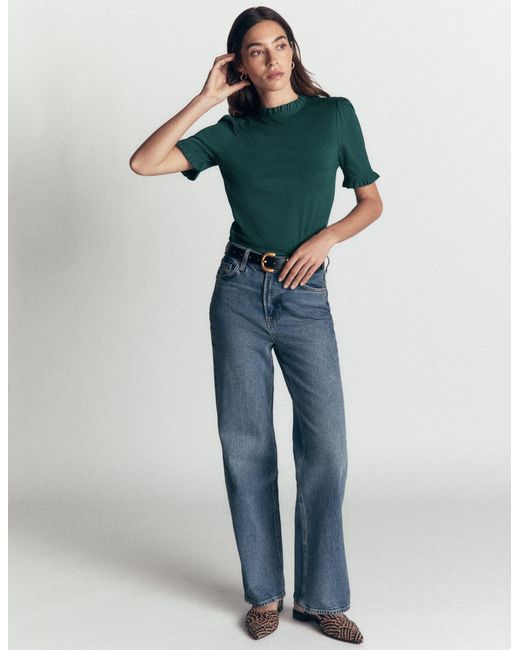 Boden Green Supersoft Frill Detail T-Shirt