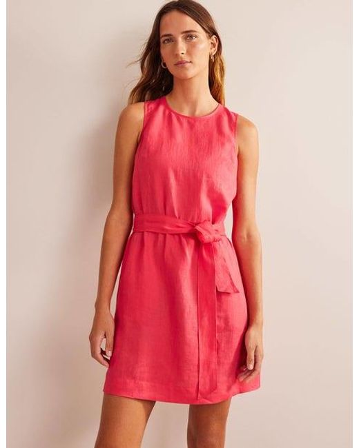 Boden Pink Sleeveless Linen Dress
