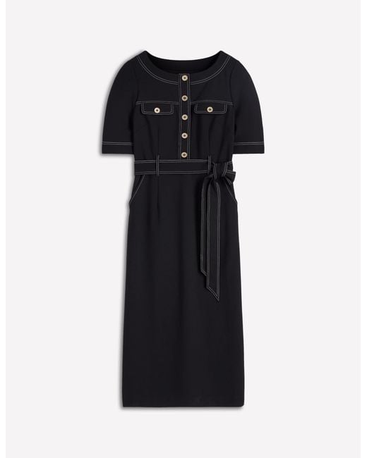 Boden White Bria Ponte Midi Dress