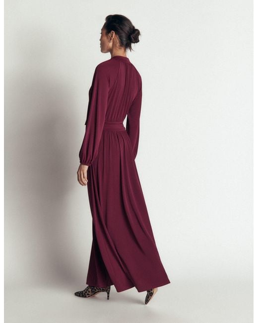 Boden Red Pussybow Jersey Maxi Dress
