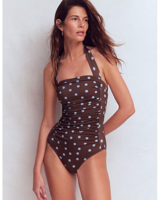Boden Purple Kythira Ruched Swimsuit