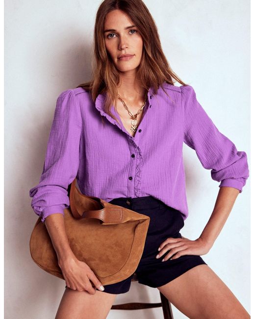 Boden Purple Helena Double Cloth Top