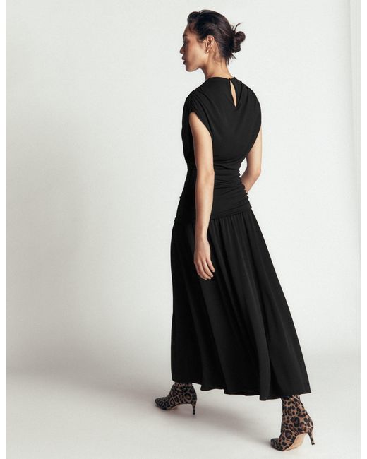 Boden Black Drape Jersey Crepe Maxi Dress