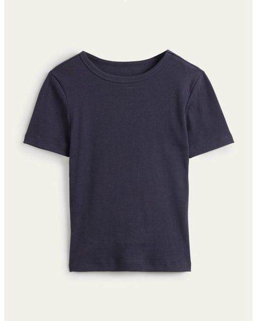 Boden Blue Geripptes t-shirt aus baumwolle women