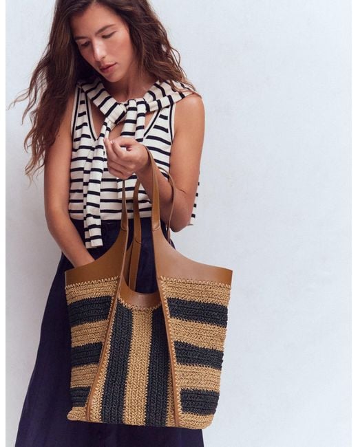 Boden Blue Straw Tote