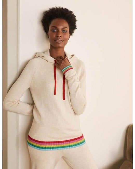 Boden Morton Knitted Hoodie in Natural Lyst UK