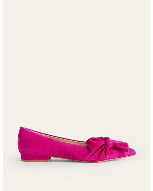 Boden Pink Suede-bow Ballet Flats