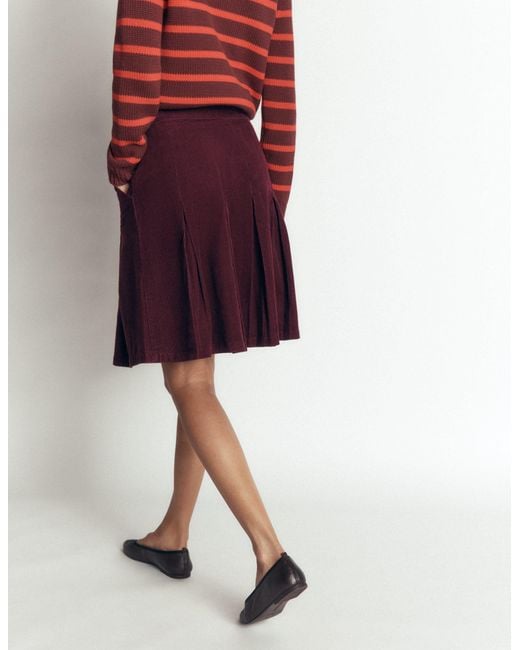 Boden Red Flippy Cord Skirt