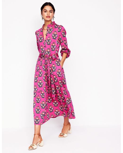 Boden Pink Willow Tiered Jersey Dress