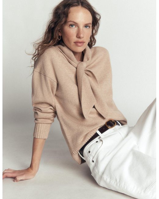 Boden Natural Lydia Tie Neck Knitted Sweater