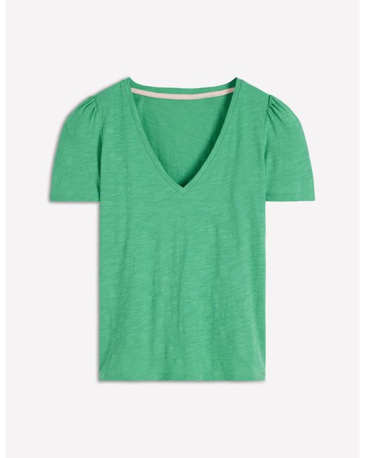 Boden Green V Neck Slub T-Shirt