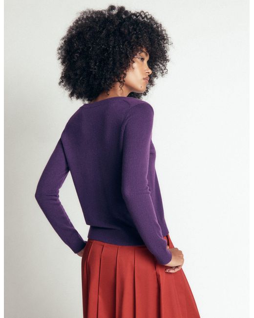 Boden Purple Elsie Cashmere V Neck Jumper