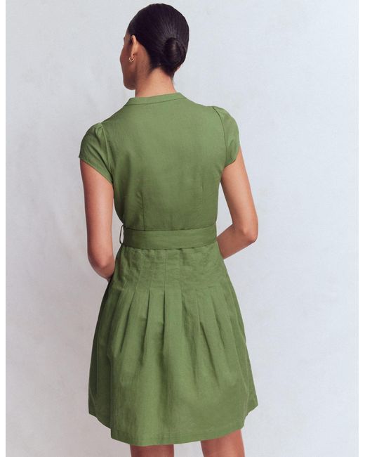 Boden Green Arabella Short Linen Dress