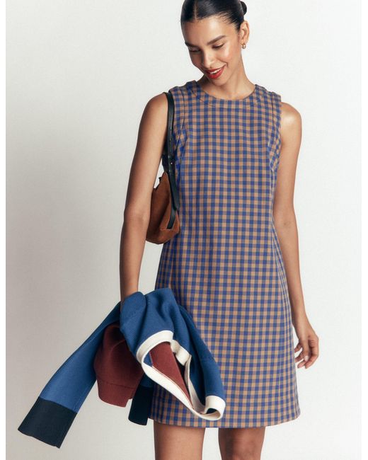 Boden Purple Lou Check Shift Dress