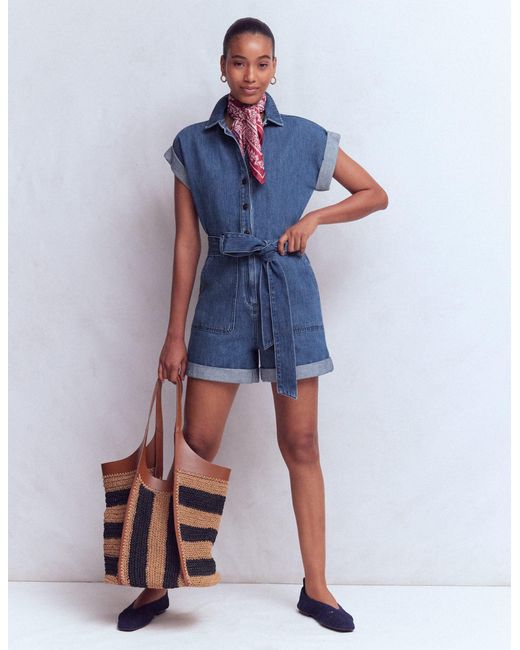 Boden Blue Kay Denim Playsuit