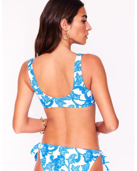 Boden Blue Tie Front Bikini Top
