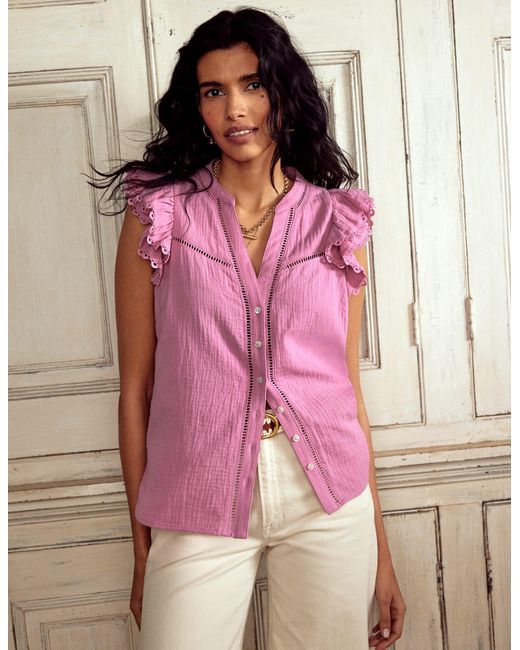 Boden Pink Sleeveless Double Cloth Top