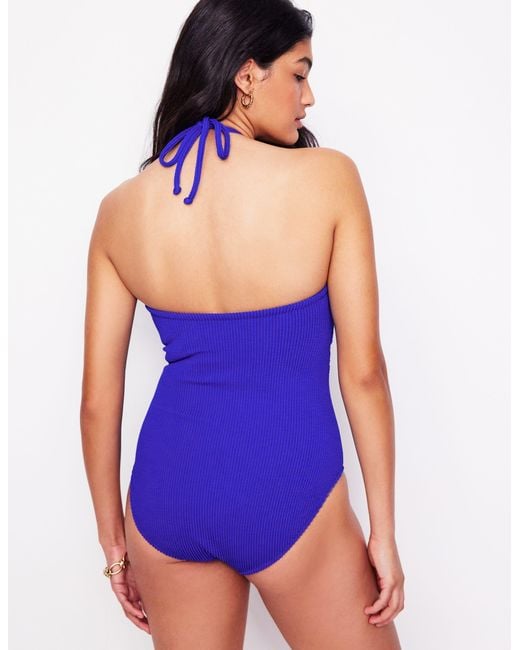 Boden Blue Crinkle Texture Swimsuit