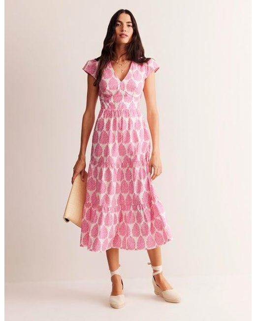 Robe midi style 40s may en coton Boden en coloris Pink