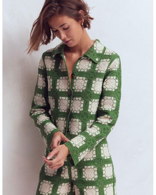 Boden Green Crochet Jacket