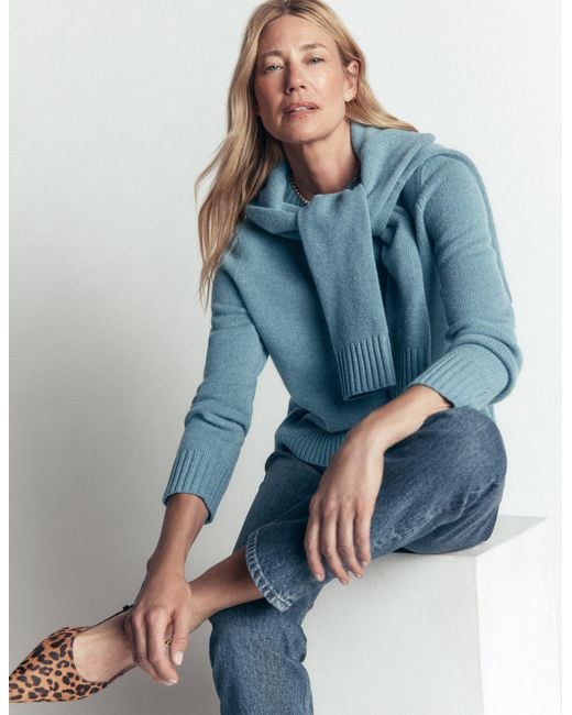 Boden Blue Marta Merino Wool Crew Sweater