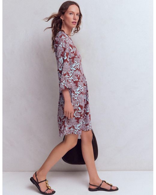 Boden Purple Cathy Notch Neck Jersey Dress