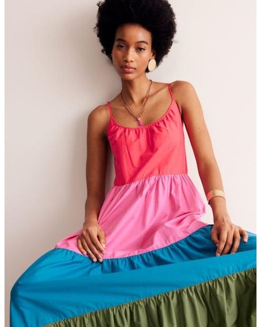 Boden Pink Trapeze Cotton Maxi Dress