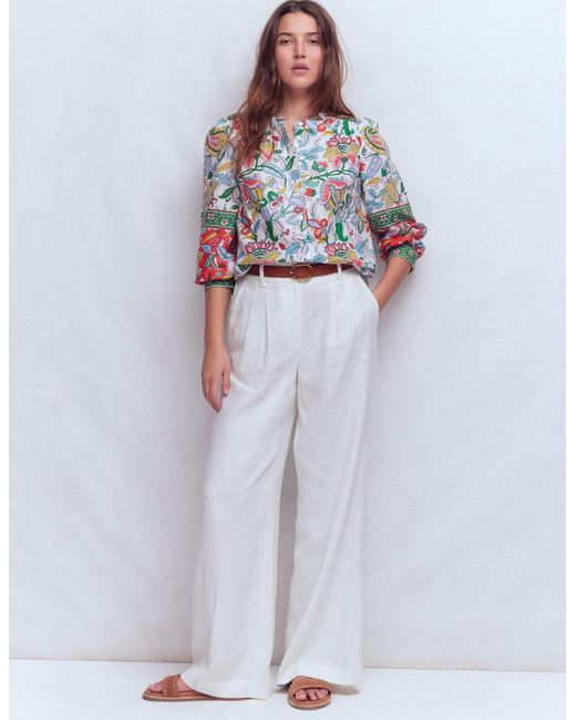 Boden Multicolor Alicia Linen Top-Multi, Botanical Trail
