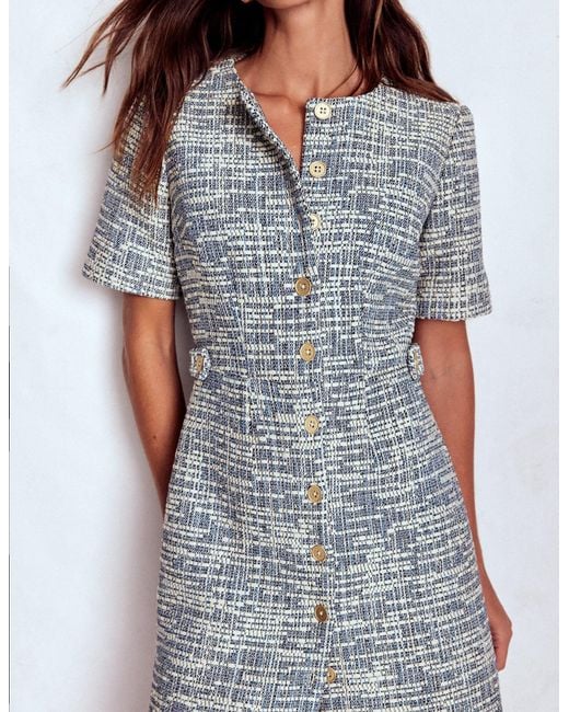 Boden Blue Textured Tab Short Dress