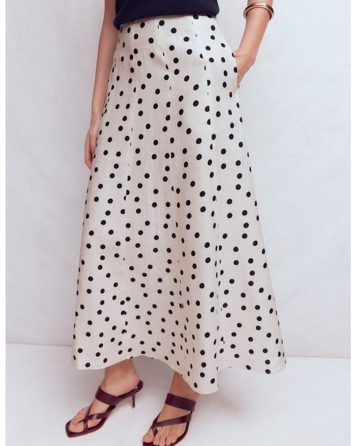 Boden White Miriam Linen Maxi Skirt