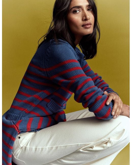 Boden Blue Lucy Chunky Cotton Cardigan