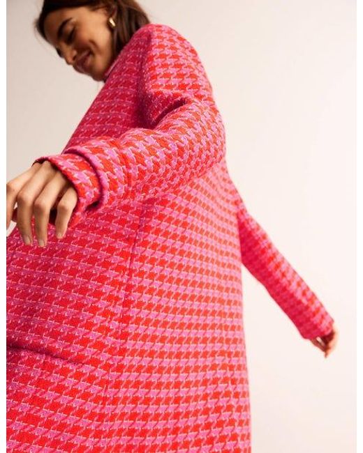Manteau ajusté et boutonné à carreaux Boden en coloris Pink