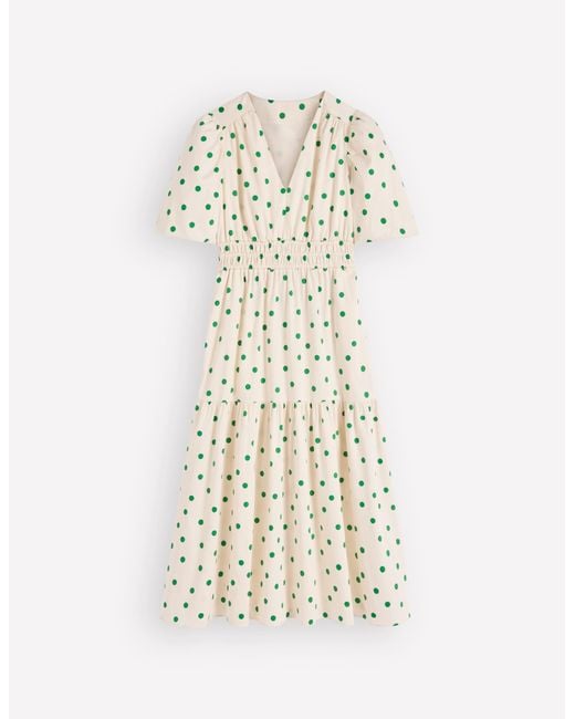Boden Metallic Irene Puff Sleeve Cotton Dress