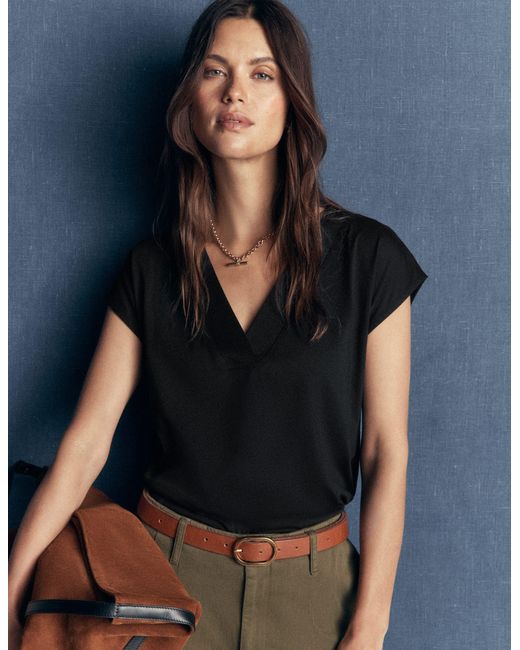 Boden Black Supersoft V-Neck T-Shirt