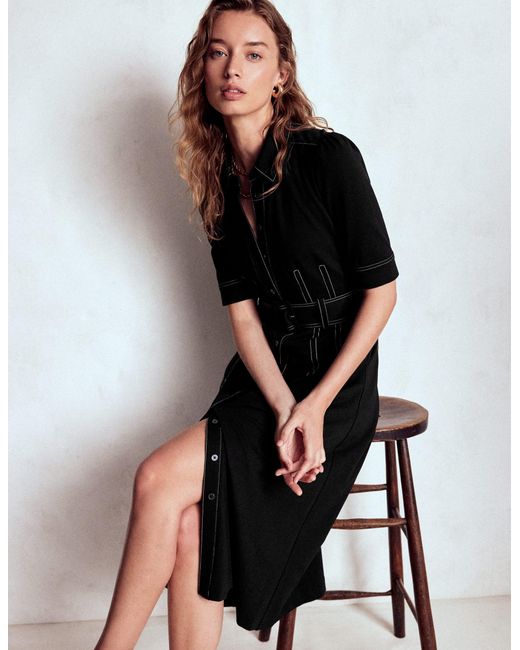 Boden Black Anita Ponte Shirt Dress