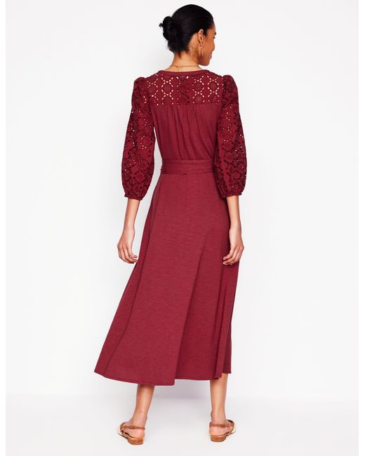 Boden Red Eden Broderie Jersey Dress