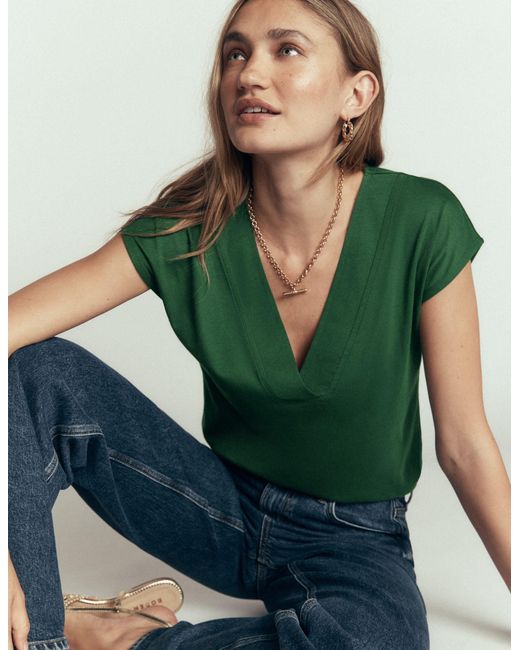 Boden Green Supersoft V-Neck T-Shirt