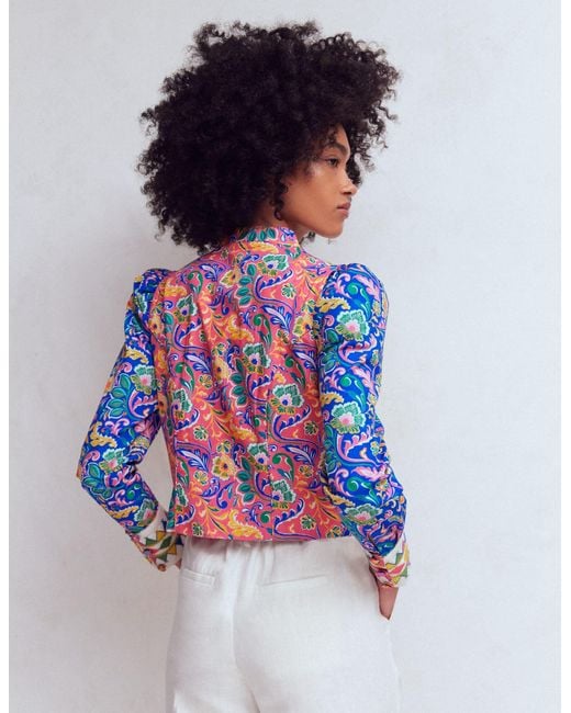 Boden Blue Printed Trim Jacket