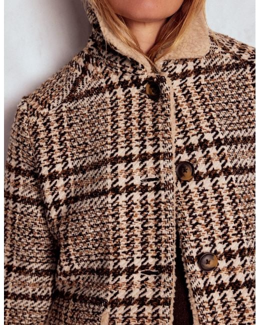 Boden Green Stirling Check Coat-Ivory, & Check