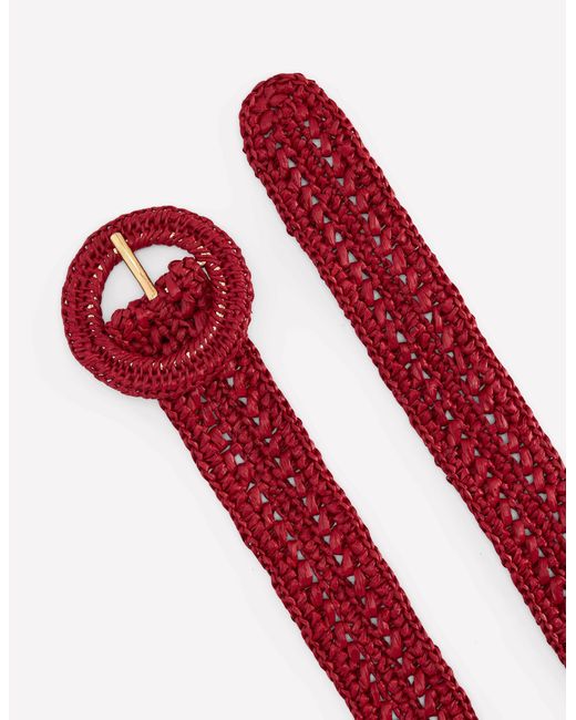 Boden Red Interest Raffia Belt