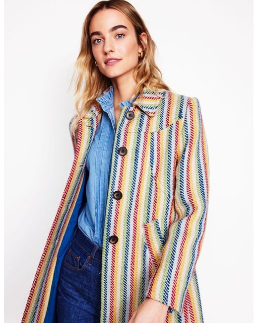 Boden Blue Lincoln Stripe Coat