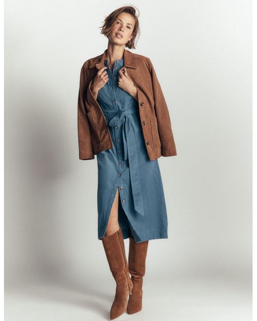 Boden Purple Louise Cord Midi Shirt Dress