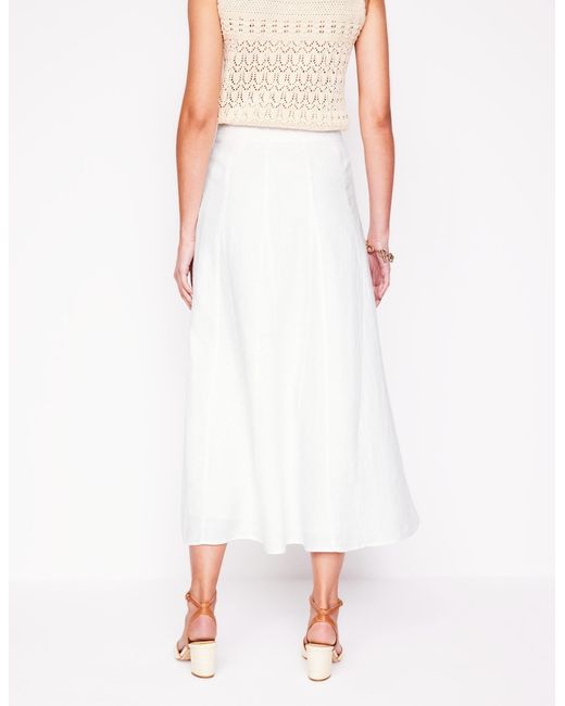 Boden White Linen Flippy Maxi Skirt